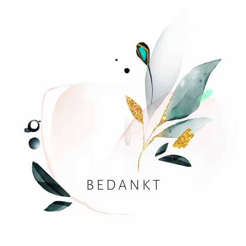 Moderne bedankkaart met aquarel en takjes