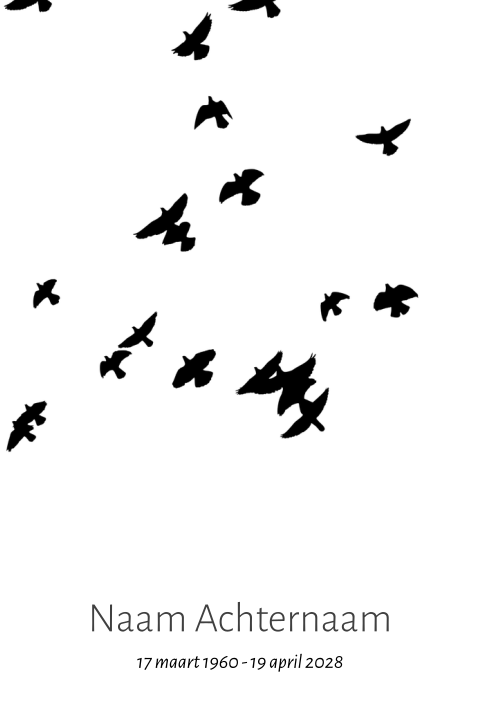 Rouwkaart met vliegende vogels