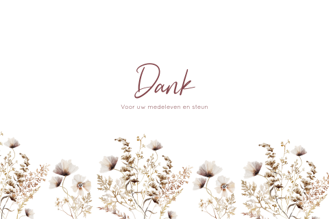Bedankkaart met droogbloemen in verschillende bruin tinten