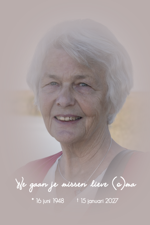 Moderne foto rouwkaart vrouw oud roze tinten