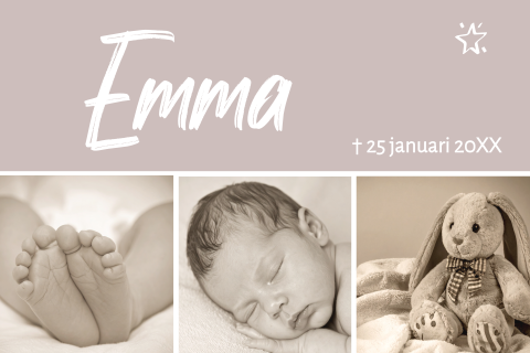 Rouwkaartje voor een meisje kindje baby met foto collage