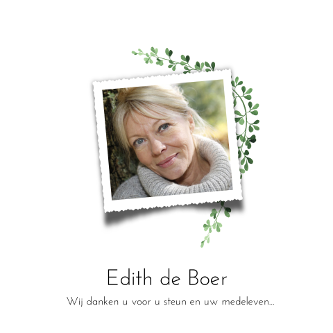 Bedankkaart na begrafenis foto en bladgroen