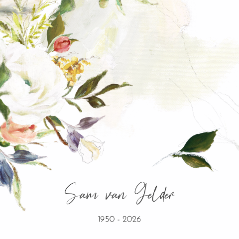 Rouwkaart modern met olieverf bloemen