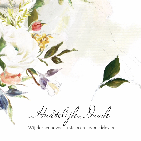 Dankbetuiging na overlijden olieverf bloem