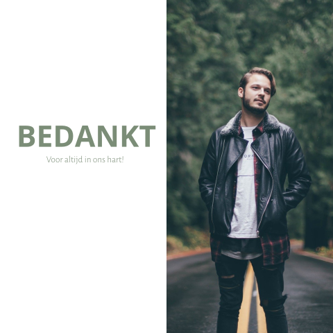 Moderne, strakke vierkante bedankkaart voor een man
