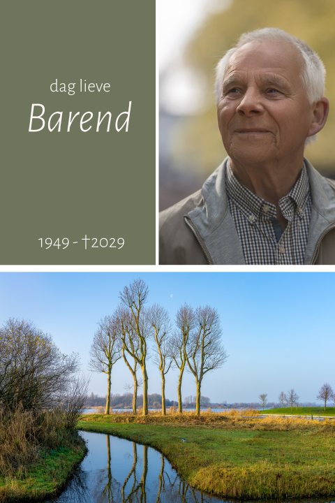 Rouwkaart man met foto van de polder en ruimte voor eigen foto