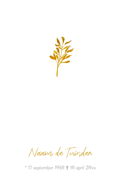 Rouwkaart met eco papier look achtergrond en goud takje