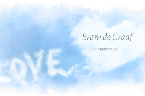 Rouwkaartje voor een jongen met een hart in de wolken
