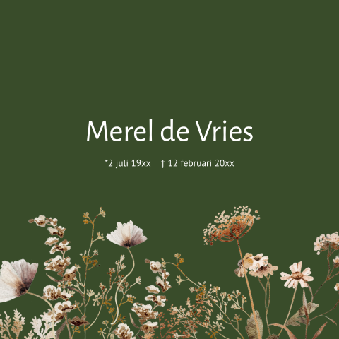 Rouwkaart voor een vrouw met veldbloemen