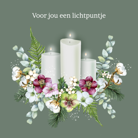 Kerstkaart kerstwens donkere dagen kaarsjes
