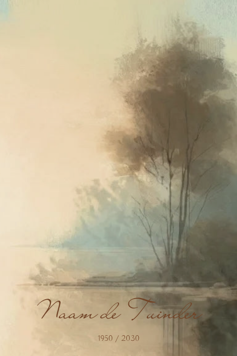 Rouwkaart met hand geschilderde landschap bomen in de winter