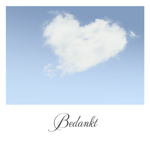 Moderne bedankkaart man of vrouw met lucht en hartjes wolk