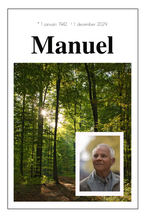 Rouwkaart voor een man met bomen bos