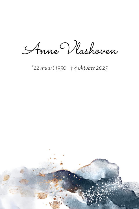 Rouwkaart blauw waterverf modern