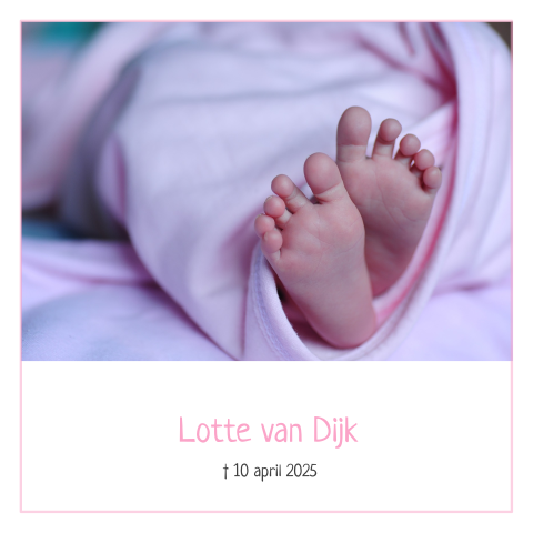 Stijlvolle rouwkaart kind met fotokader