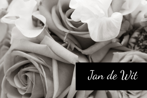 Klassieke bloemen rouwkaart in zwart en wit