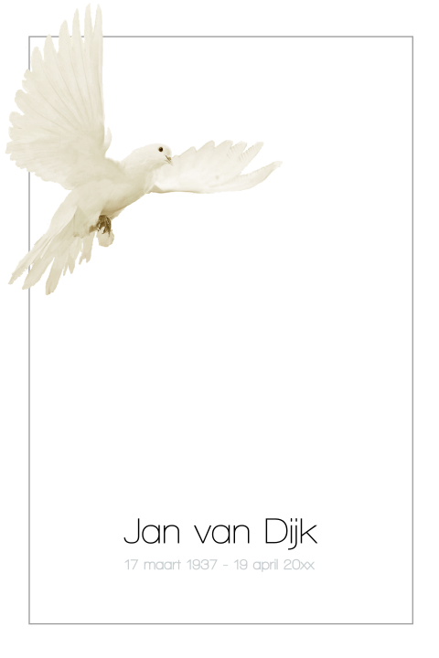 Rouwkaart met een duif en rand