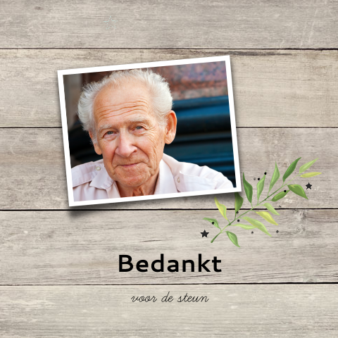 Stijlvolle foto bedankkaart met speels groen takje