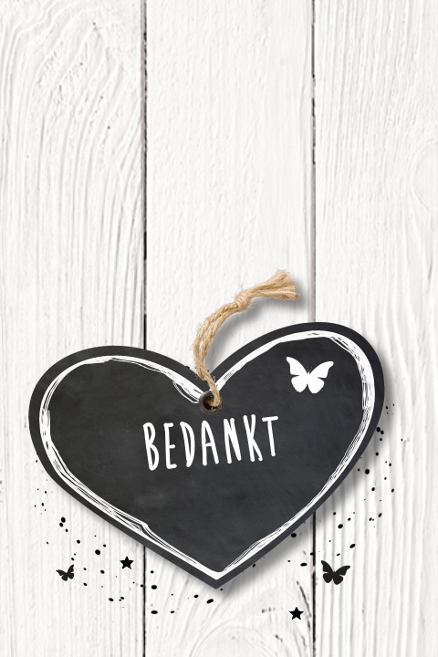Stijlvolle dankbetuiging vergrijsd hout met hart hanger