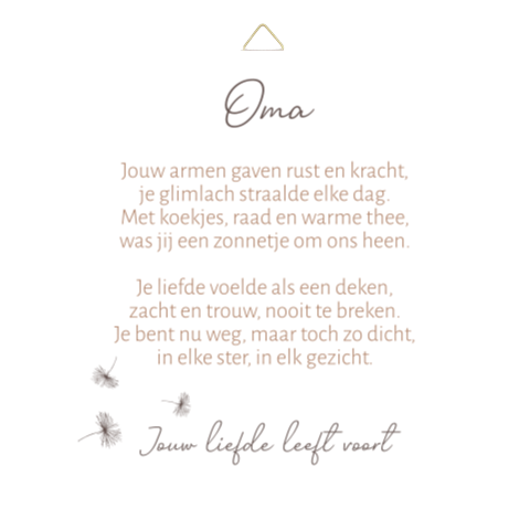 Herinneringstegel oma gedicht aandenken