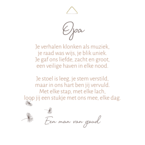 Herinneringstegel opa gedicht aandenken