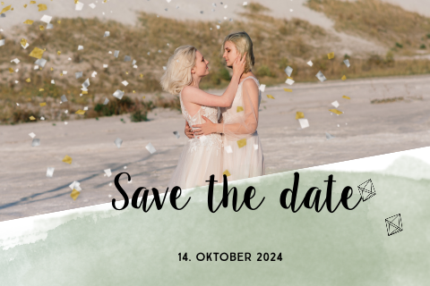 Moderne Save the Date Karte mit Ihrem Foto und Pastellfarben