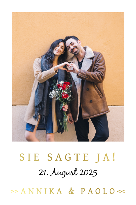 Elegante Hochzeitseinladung mit edlem Foliendruck und Ihrem Bild