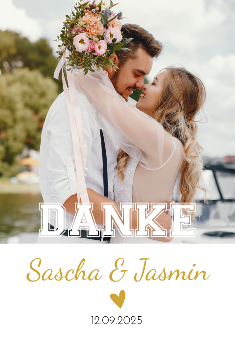Stilvolle Dankeskarte für die Gäste Ihrer Hochzeit