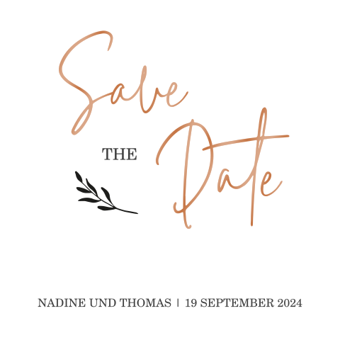 Save the Date Karte mit eleganter Schrift und Foliendruck