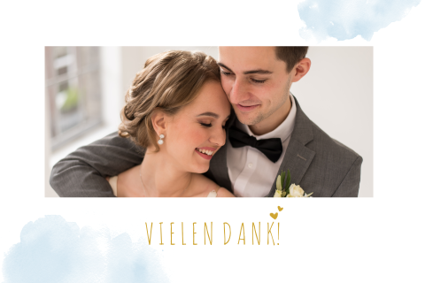 Verträumte Dankeskarte mit blauer Pastellwolke: "Dreamy"