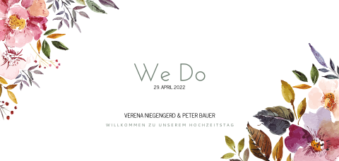 Hübsche Hochzeitseinladung mit bunten Blumen