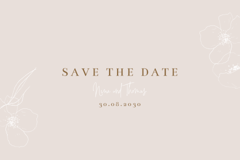 Stilvolle Save the Date Karte mit gezeichneten Blüten: "Drawn"