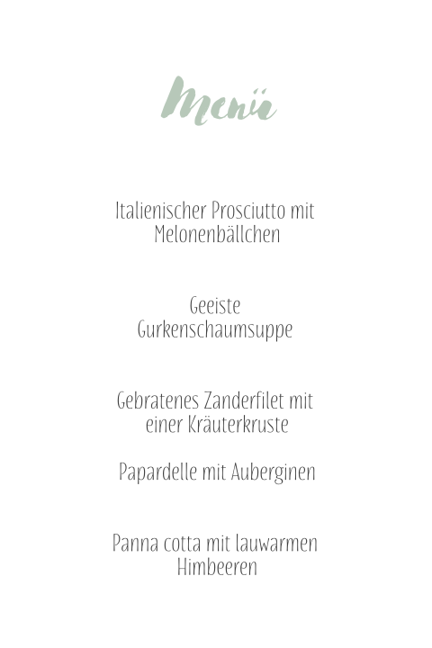 Menükarte - Deutschland