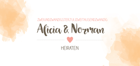 Hochzeitseinladung mit orangenem Farbverlauf: "Sweet Love"