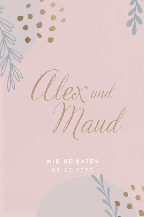Romantische Hochzeitseinladung mit verspielten Elementen