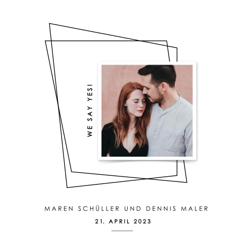 Moderne Hochzeitseinladung mit Foto und Rahmen