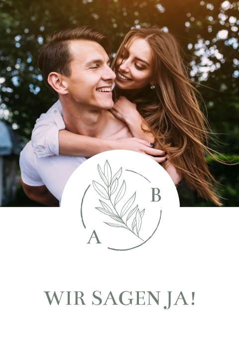 Hochzeitseinladung mit Ihrem Foto und Initalen: "You and Me"