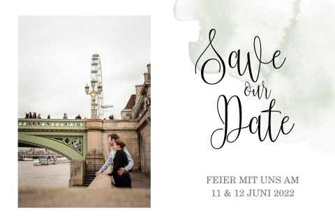 Ihre Save the Date Karte mit Foto und Pastellwolken