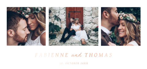 Hochzeitseinladung mit drei Bildern von Ihnen