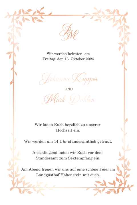 Elegante Hochzeitseinladung mit Elementen aus Folie