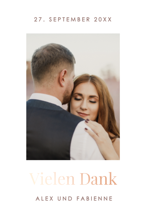 Elegante Dankeskarte für Ihre Hochzeit mit Foto: "Mediterranean"