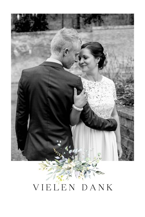 Hübsche Dankeskarte mit Foto und Blumengesteck: "Little Flowers"