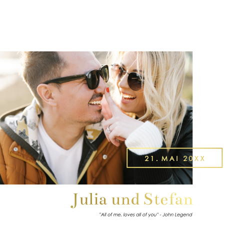 Hochzeitseinladung mit Ihrem Foto im Mittelpunkt: "Golden Time"