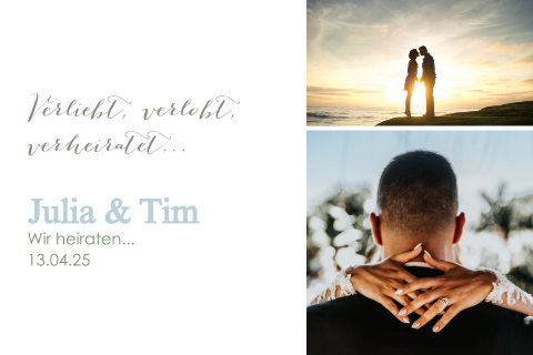 Hochzeitseinladung mit Ihren Bildern als Blickfang