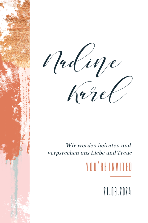Hübsche Hochzeitseinladung mit kunstvollen farblichen Akzenten