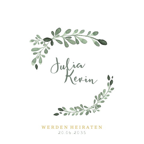 Hochzeitseinladung mit grünen Zweigen: "Greenery"