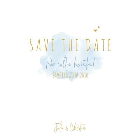 Verträumte Save the Date Karte mit blauer Pastellwolke: "Dreamy"