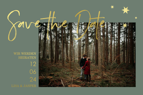 Elegante grüne Save the Date Karte mit Ihrem Foto