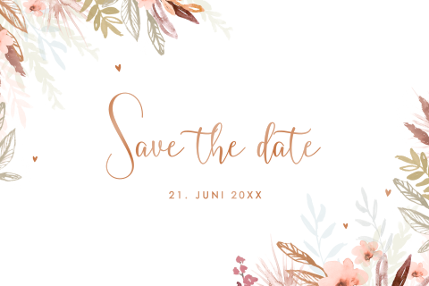 Save the Date Karte mit Pflanzenmotiv und Foliendruck: "fall"