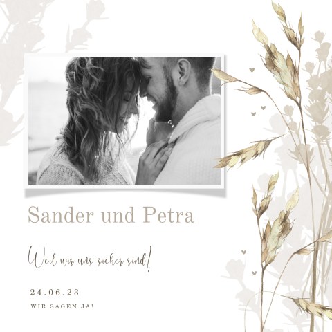 Hochzeitseinladung mit Ihrem Foto und sommerlichem Feld
